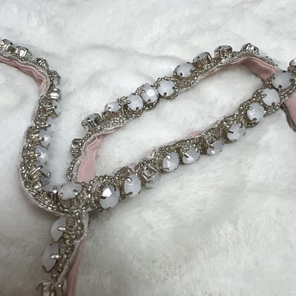 Hayley Paige Occasions Blush Pink Sweetheart Chiffon Dress Jewel Straps NWT Sz 6 - Picture 5 of 13